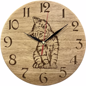 Zegar drewniany Kotek 30cm