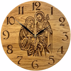 Zegar drewniany Święta Rodzina 30cm