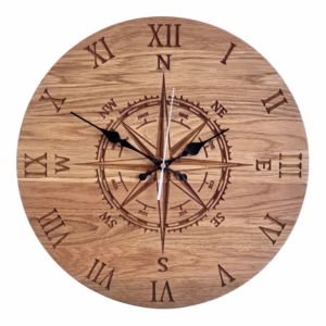 Zegar drewniany Róża wiatrów R 40 cm