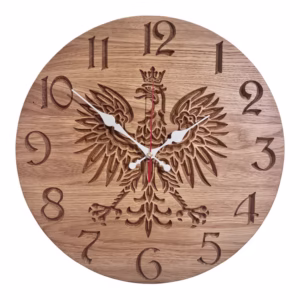 Zegar drewniany Godło Polski 40cm