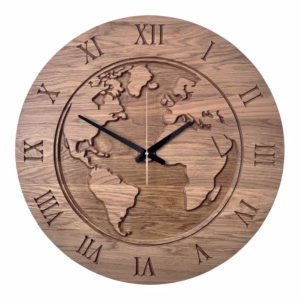 Zegar drewniany Mapa świata 60 cm