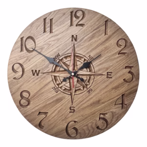 Zegar drewniany Róża wiatrów 40 cm